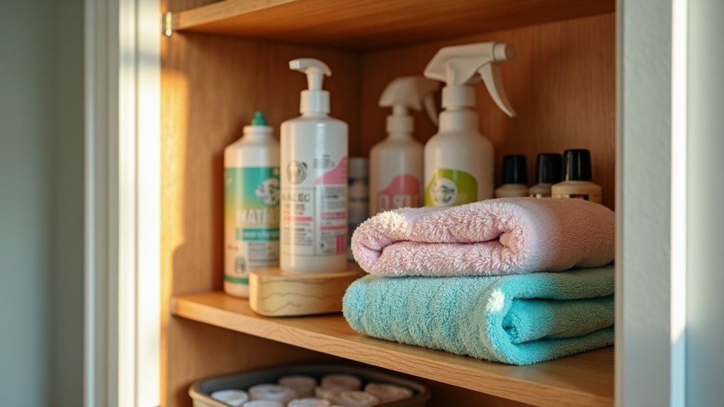 clean utility closet shelves