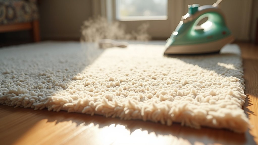 flattening rug edges technique