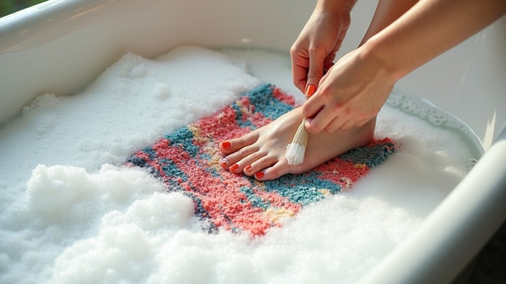 rug cleaning in bathtub